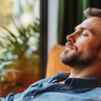 Ein Mann testet Hörgeräte kostenlos